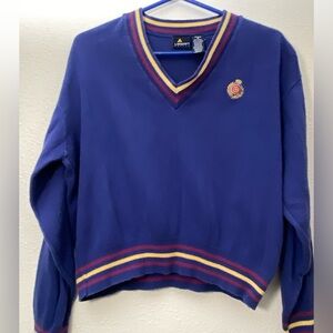 Blue sweater with small embroidery